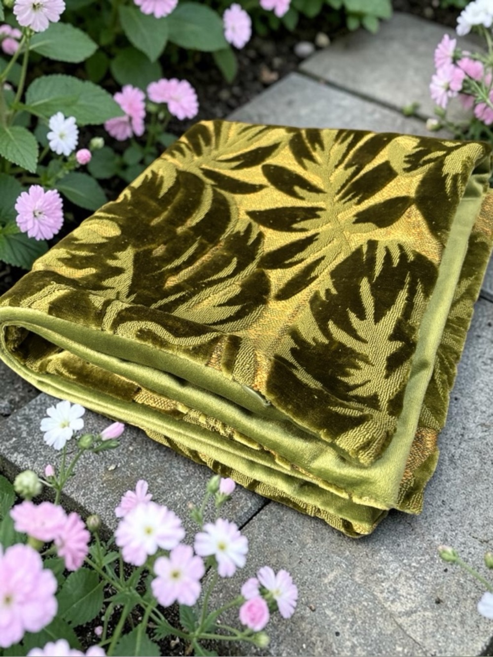 Chenille Jacquard Tropical Plant Cushion Cover Pillow Sham Crush Velvet Green